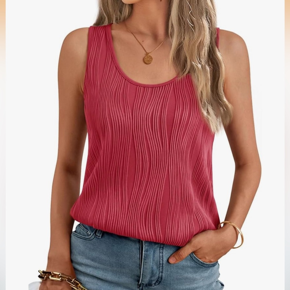 NWT Tank Tops for Women Textured Shirts Scoop Neck Sleeveless Large